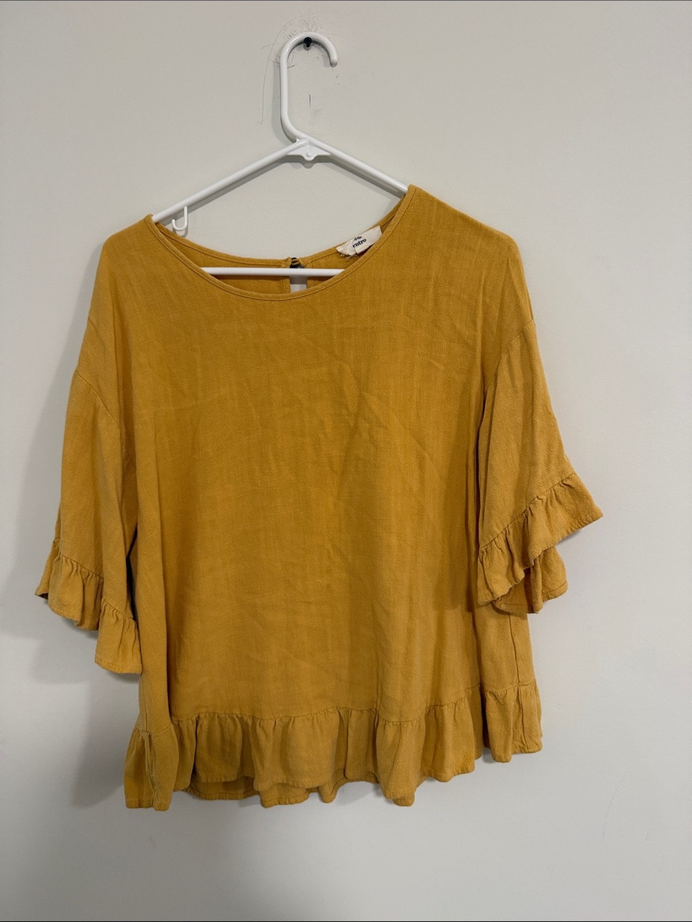 entro Ruffle Sleeve Mustard Blouse